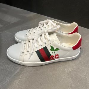 Gucci Ace Embroidered Leather Sneaker with Cherry Design